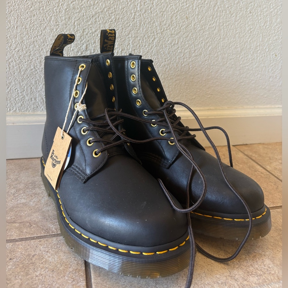 Dr. Martens Black Boots with Yellow Accents